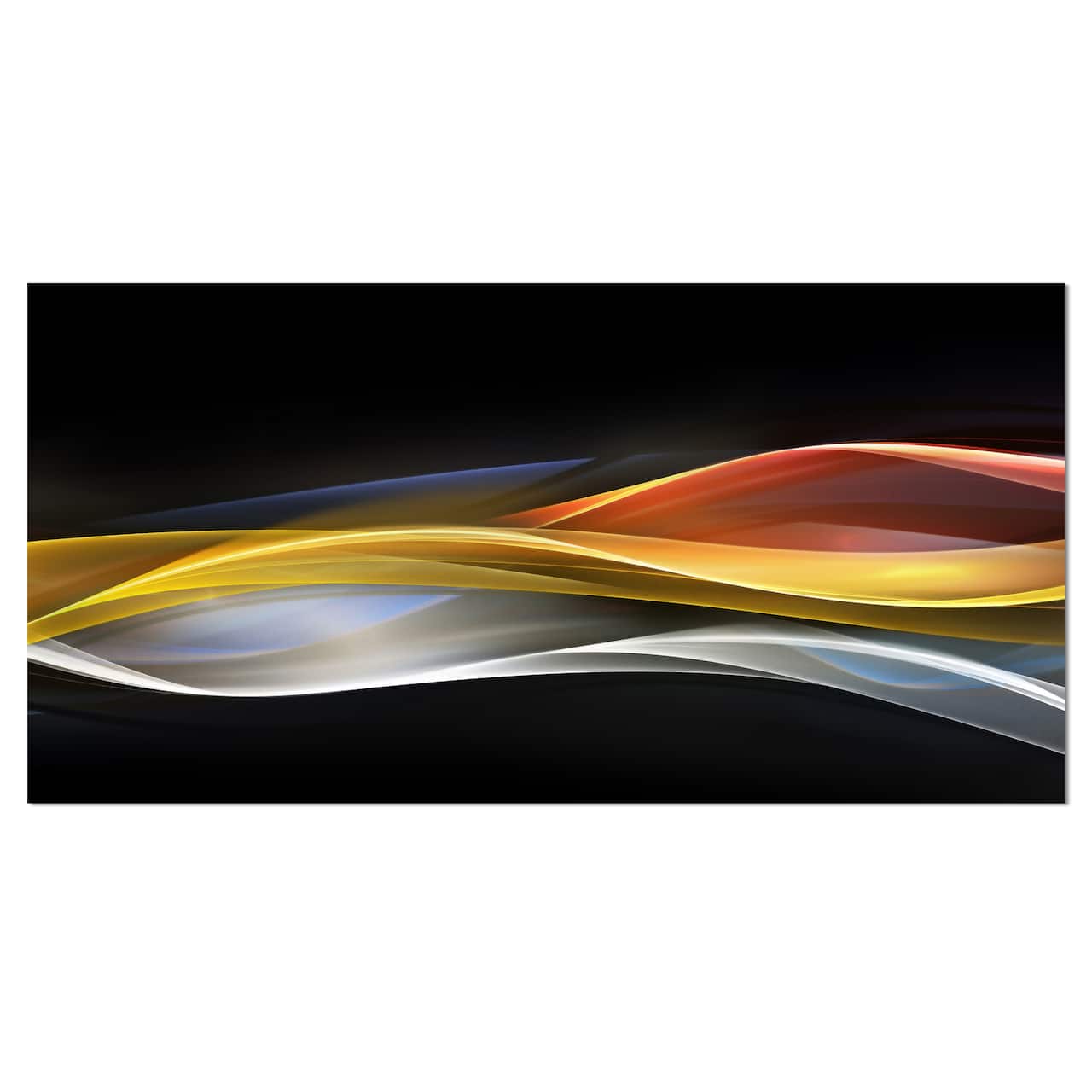 Designart - 3D Gold Silver Wave Design - Abstract Canvas art print